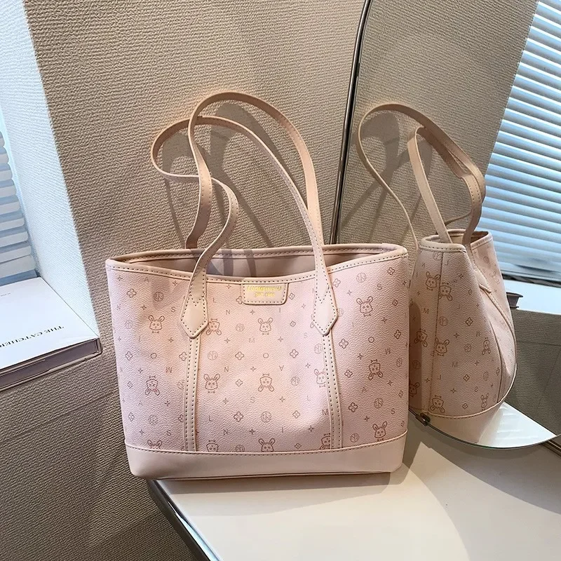 

2025 New Women's Large Capacity Printed Tote Bag - Fashion College Student Commuter Class Casual Shoulder Armpit Bag