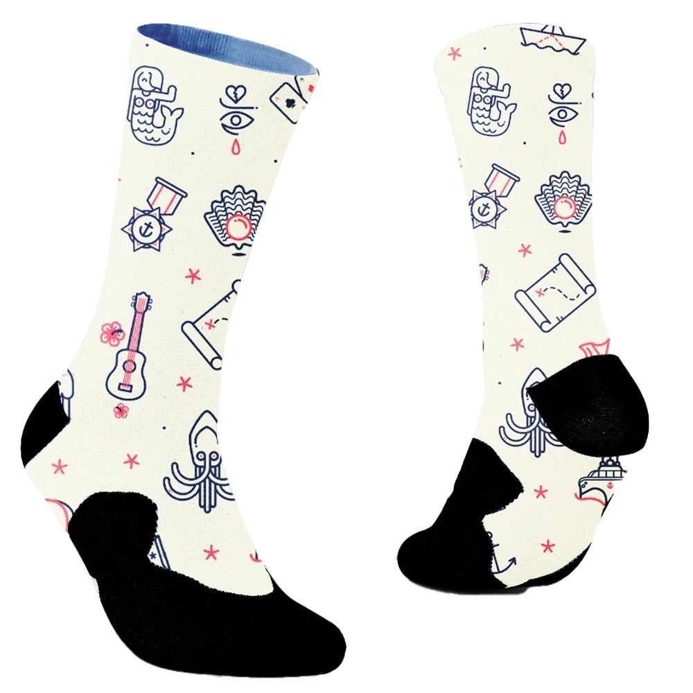 2024 New Vintage Art Socks Graffiti Personalized Fashion Colorful Socks Creative Trend Cotton Cute Cartoon Retro Funny Socks