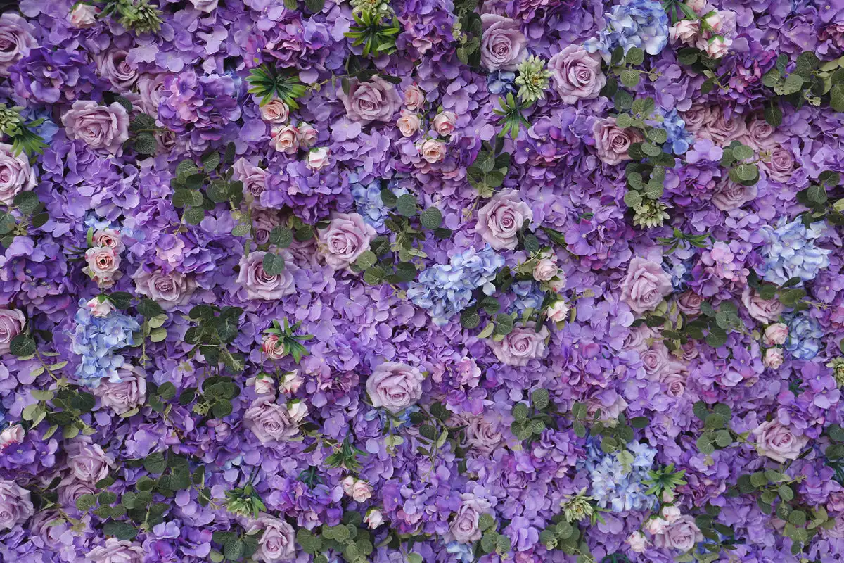 Luxury Classical violet 3D Flower Wall Wedding Backdrop Props Rose Hydrangea Arrangement Curtain Hanging Fabric Floral wall