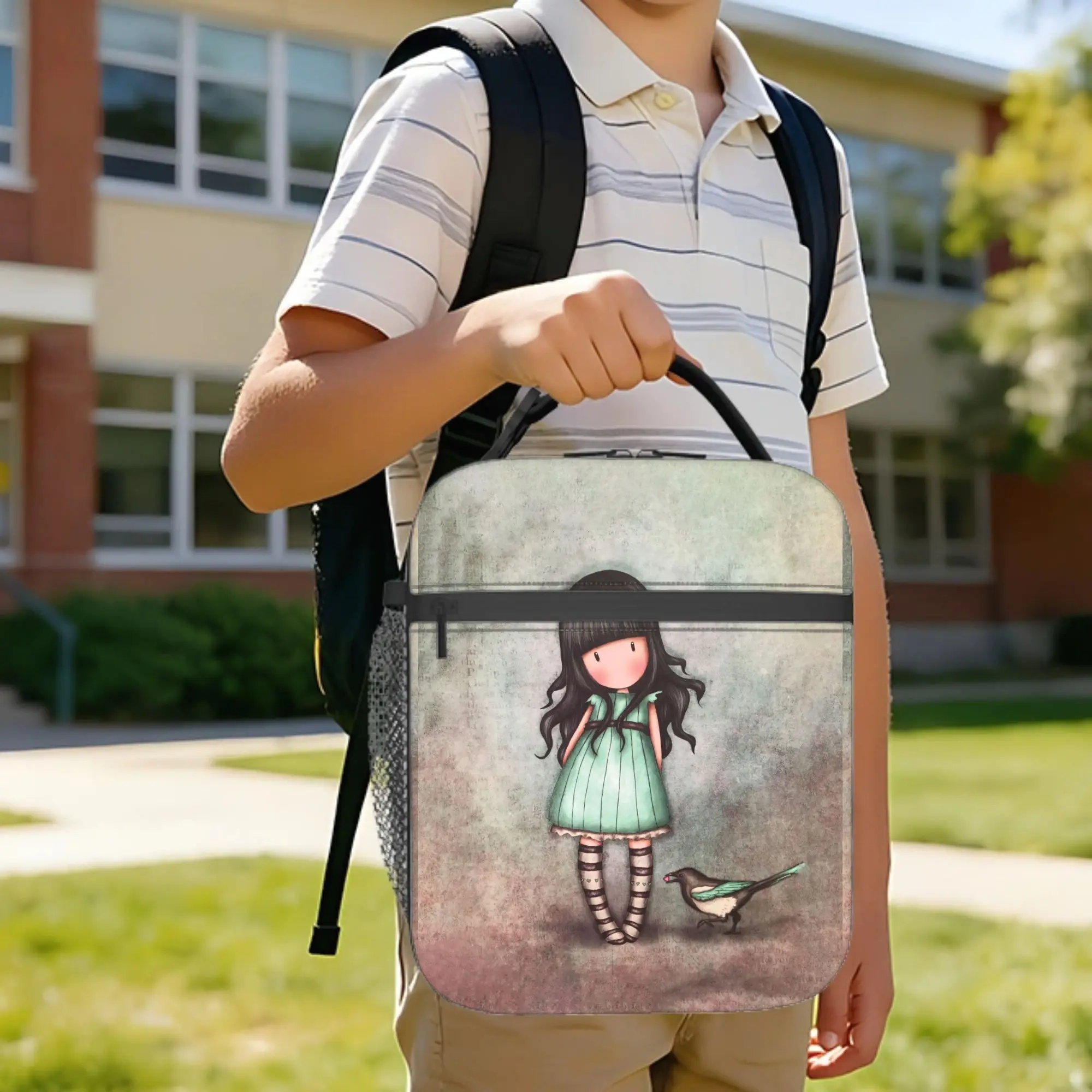 

S-Santoro G-Gorjuss Insulated Lunch Bags Cooler Bag Reusable,Lunch Container Art Cute Cartoon High Capacity Tote Lunch Box