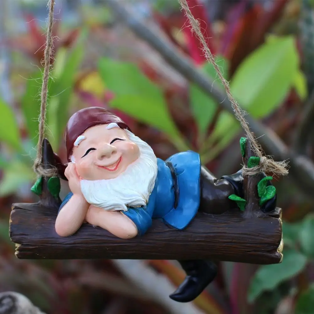 

New Cute Dwarf Swing Decoration Resin Creative Dwarf Ornaments Garden Interesting Figurines