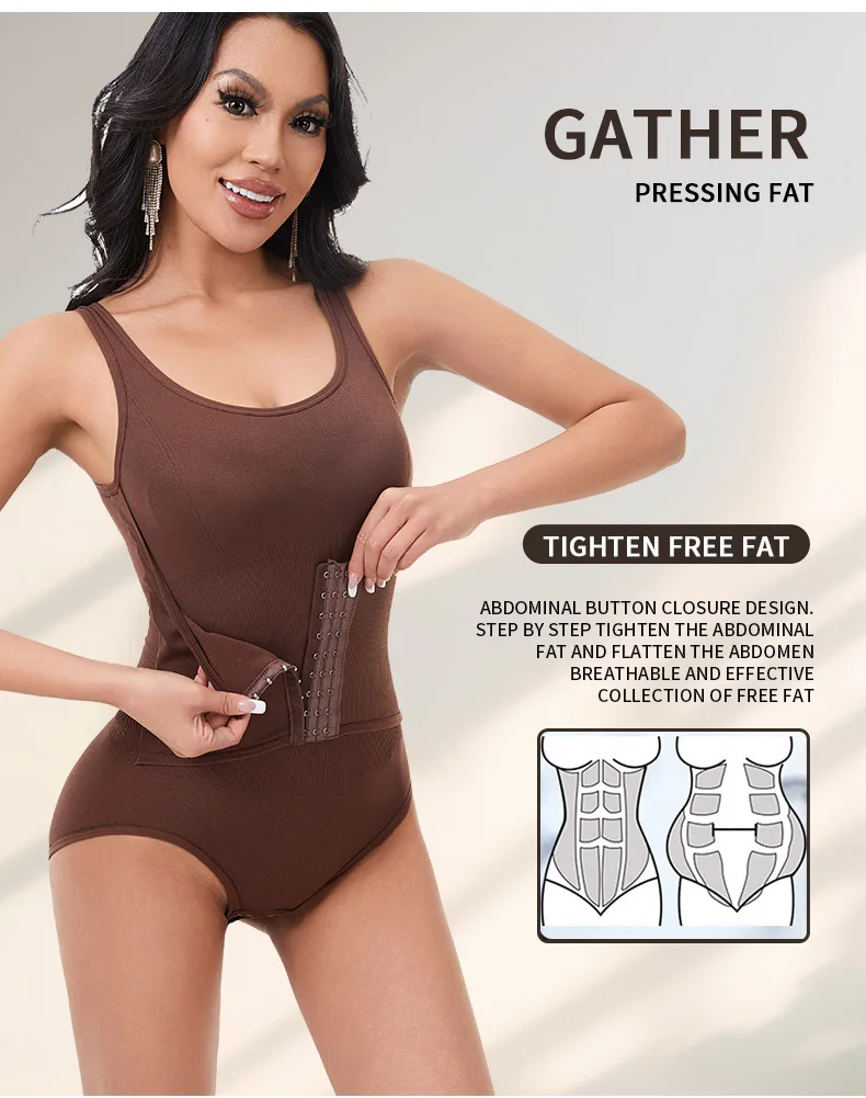 Women Shapewear Bodysuit Double Layer Tummy Control Triangle Cut Snap Crotch Butt Lift Waist Trainer Slimming Underwear image 6