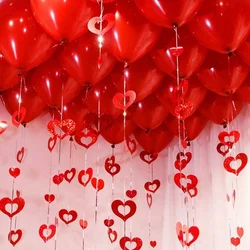 100pcs Heart Balloon Pendant Wedding Room Accessories Love Heart Laser Pendants Balloon Ribbon Rain Birthday Party Decoration