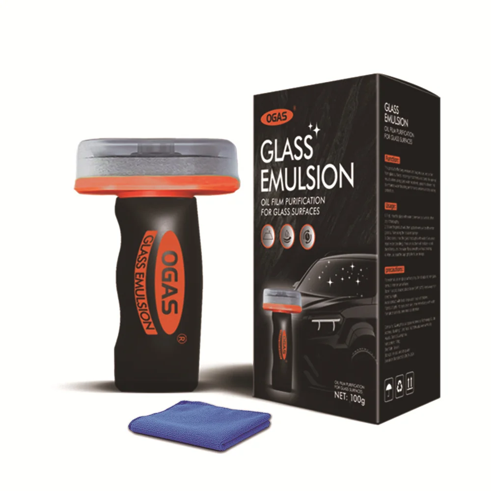 Glasoliefilmverwijderaar voor in de auto, 100 ml roll-on glasverbinding met reinigingsbord, verwijdert oliefilm en vlekken, verbetert de helderheid
