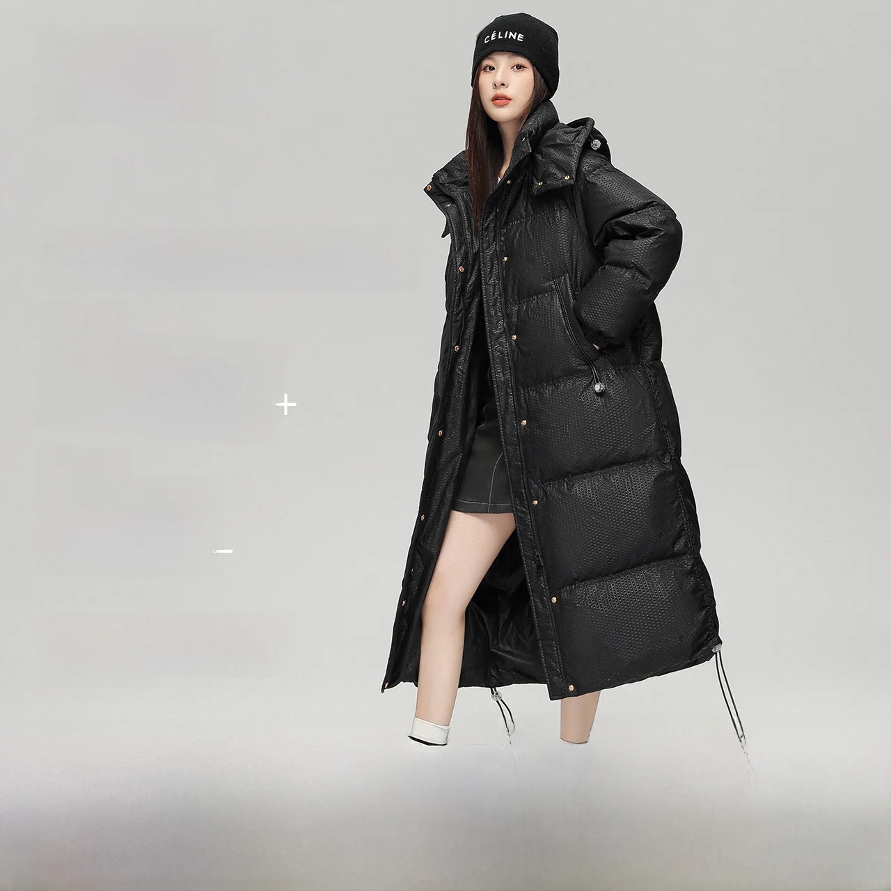

Snow Flng Trendy Men Women ort Medium Long Basic Faion Casual Warm down Jaet Polyester Nylon Fabric Quilted Coat Zipp...