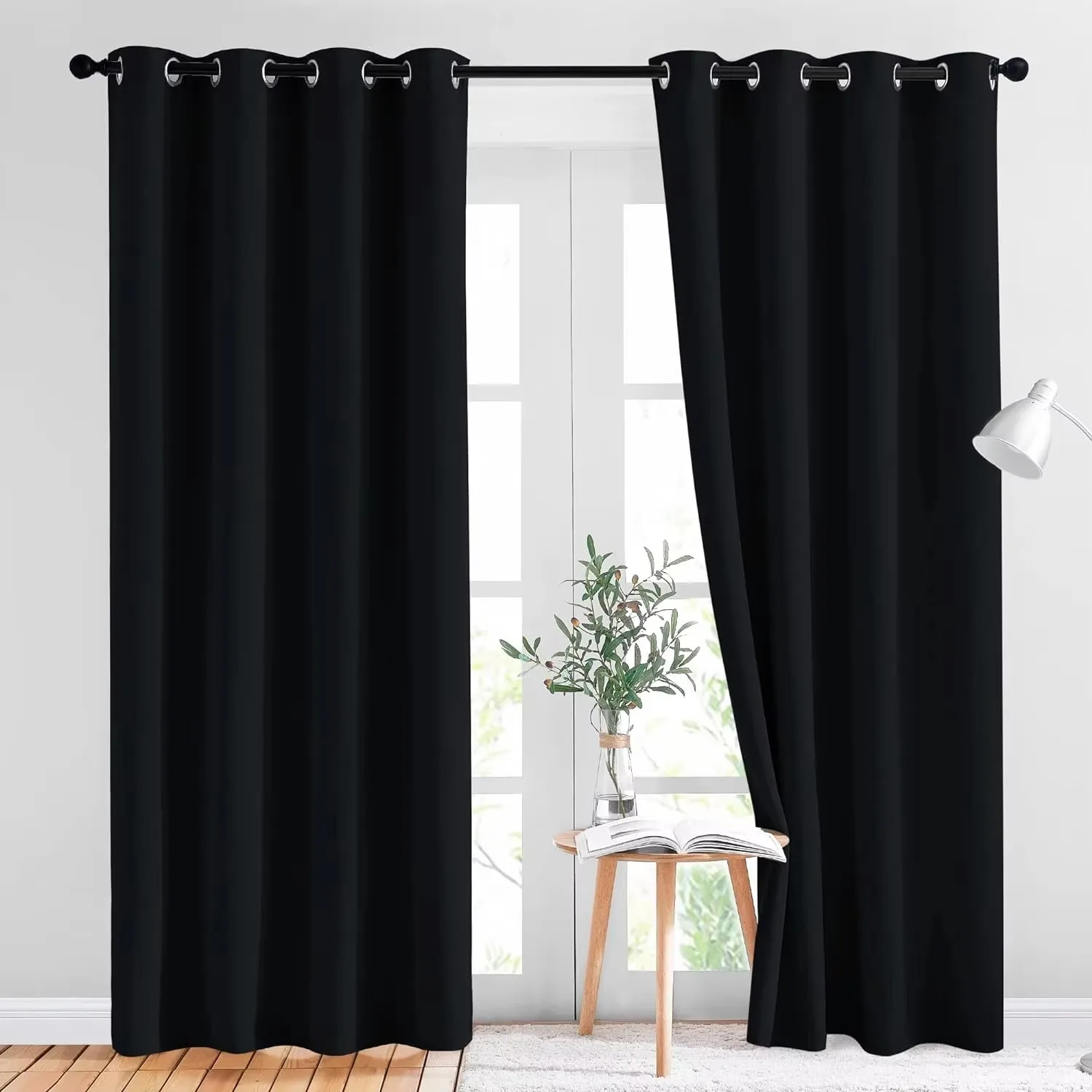 Solid Colors Blackout Curtains Insulated Windproof Room Darkening Drapes For Bedroom Living Room Decoration