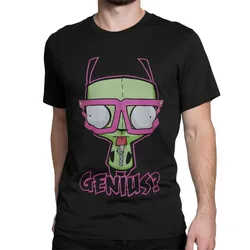 Camiseta de algodão kawaii invasor zim masculina, manga curta respirável, roupa de tamanho solto, nova estampa, verão, 2024