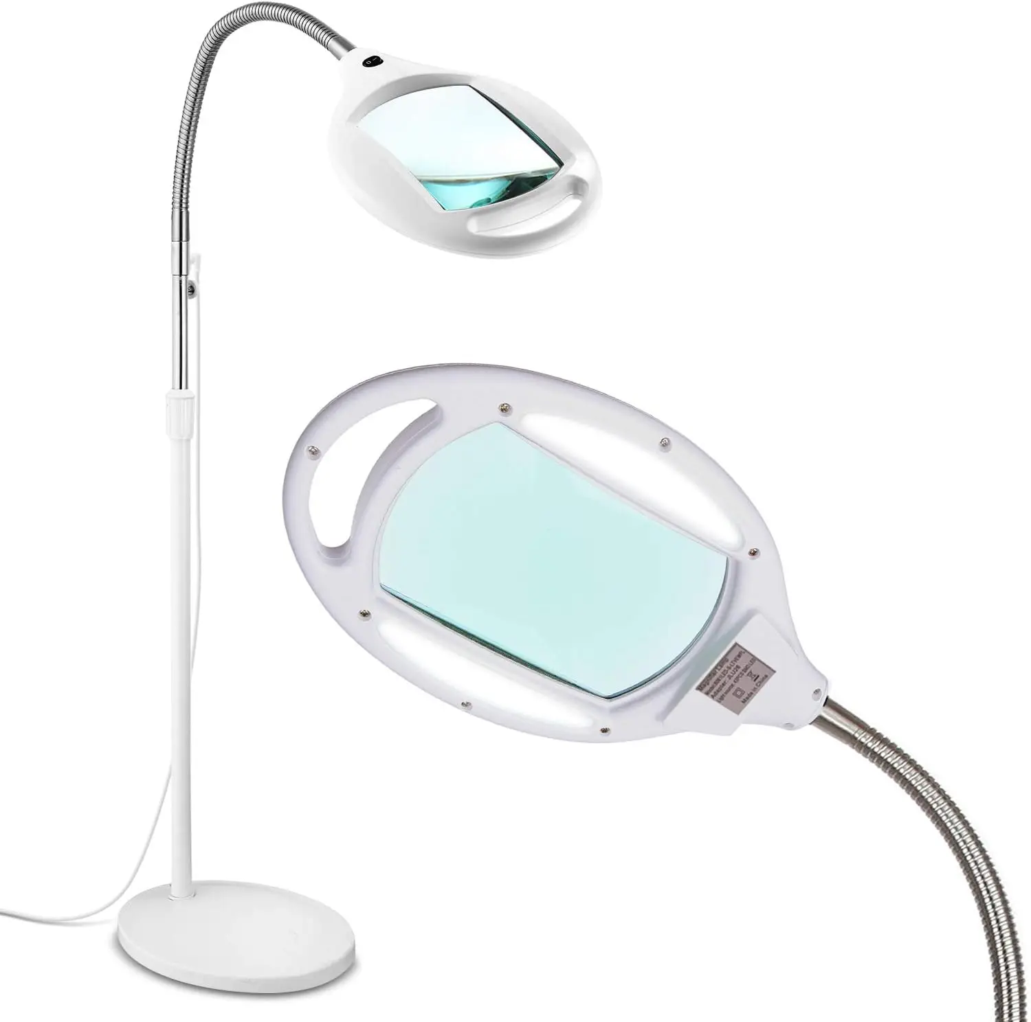 LightView Pro LED Magnifying Floor Lamp - Daylight Bright Full Spectrum Magnifier Lighted Glass Lens - Height Adjustable