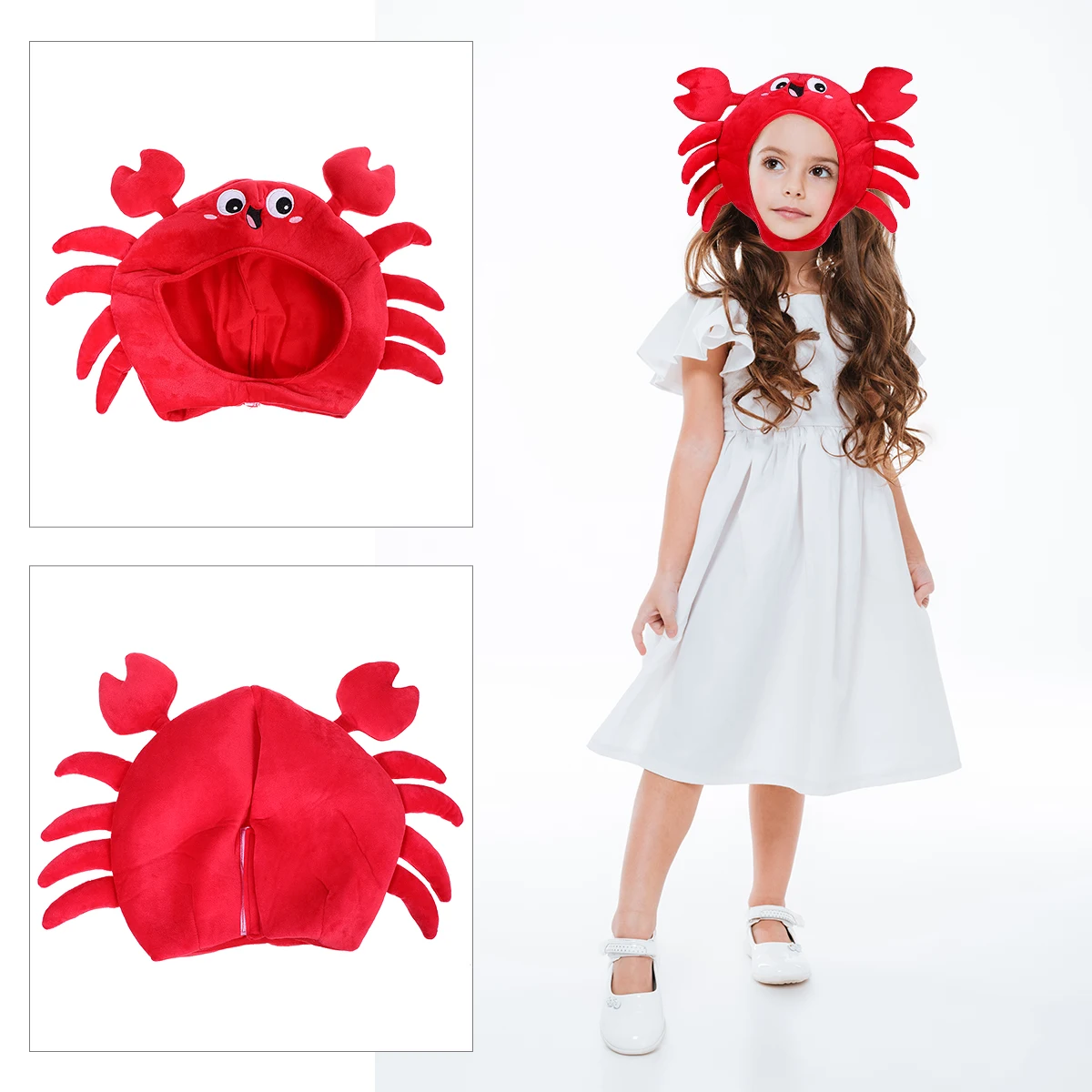 

Crab Party Hat Cartoon Cap Cosplay Headwear Boys Hats Durable Lightweight Realistic Bright Colors Practical Photo