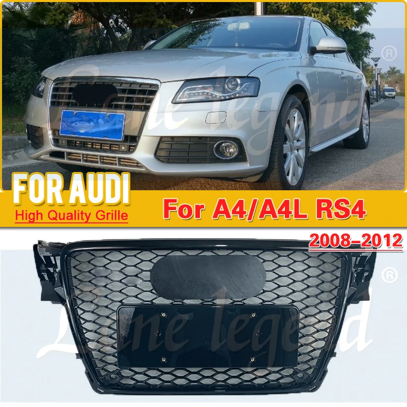 

Glossy Black Car Accessory Front Sport Hex Mesh Honeycomb Hood Radiator Grill for Audi A4/S4 2008 2009 2010 2011 2012