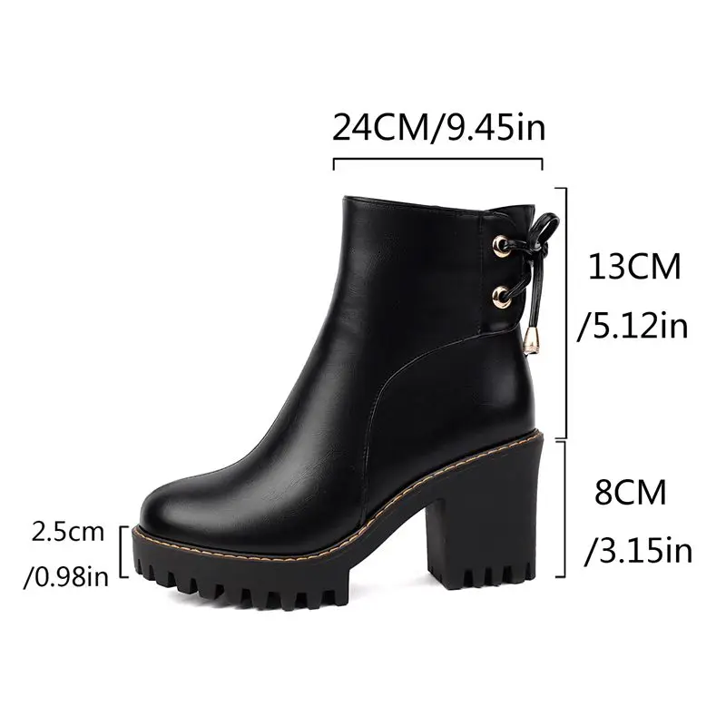 REAVE CAT Classic Women Ankle Boots Round Toe Chunky Heels 8cm Platform 2.5cm Lace Up 42 43 Leisure Daily Bota