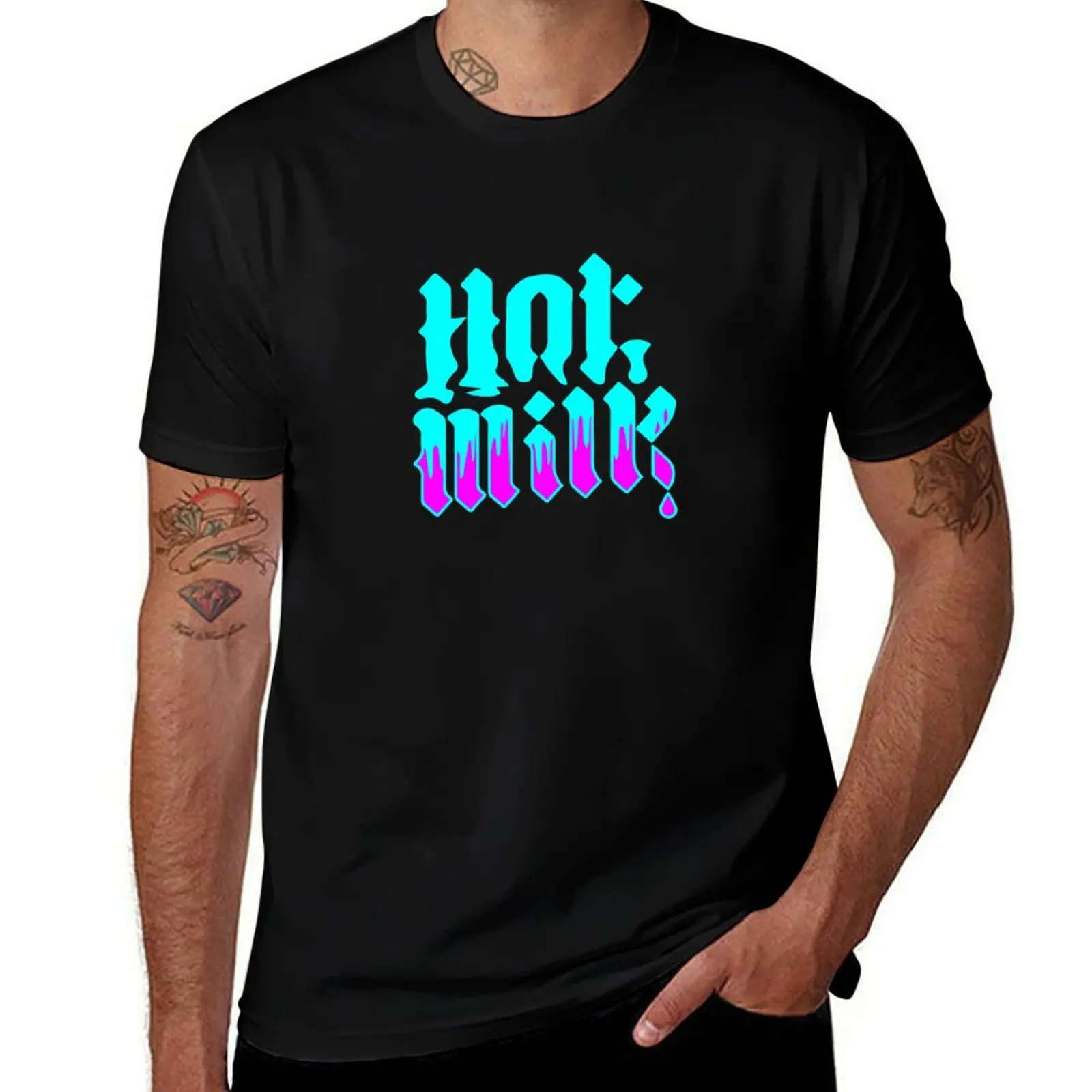 Hot Milk Band Logo T-Shirt Everyday Wear Basic Short Sleeve Top T-Shirt
