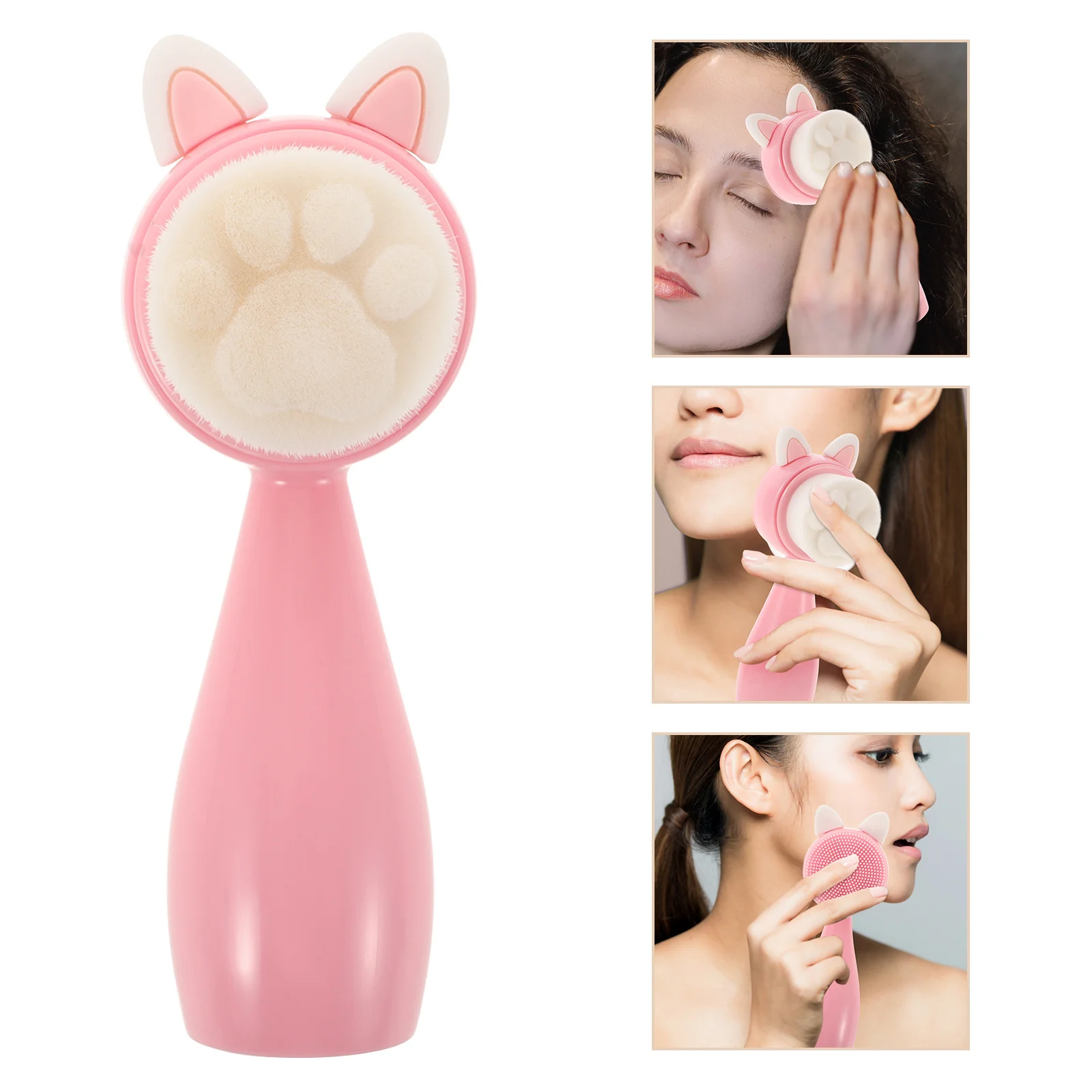 Soft Natural Hair Face Brush Gentle Cleansing Facial Scrubber Travel Portable Dual Sided Use Deep Pore Cleanse Dead Skin Removal