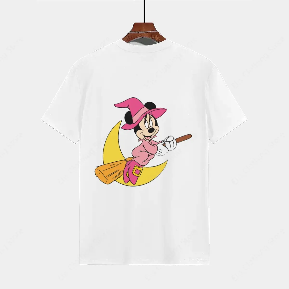 Clipart Cartoon Halloween M-Minnie M-Mouse Witch Broom T-shirts men women casual t-shirts unisex streetwear