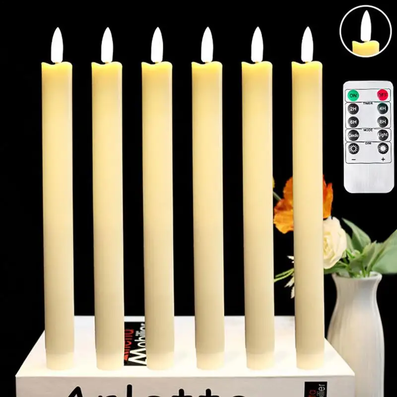 

Battery Operated Taper Candle Warm 3D Wick Candles Light 8.8 Inches Flameless LED Taper Candle With 10-Key Remote For Halloween