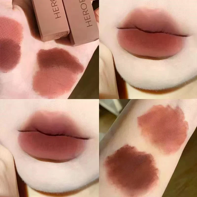 HERORANGE Velluto opaco Fango per labbra Tazza antiaderente impermeabile a lunga durata Lucidalabbra Liscio setoso Nebbia morbida Rossetto Cosmetici per il trucco