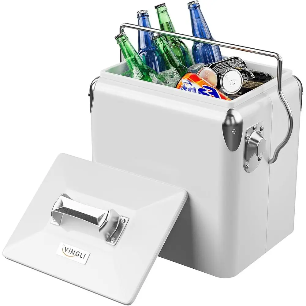 

Vintage-Inspired 14 Quart Portable Insulated Cooler - Perfect for Barbecues, Camping, and Picnics