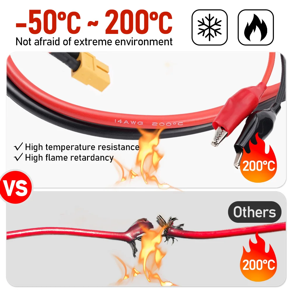 14AWG XT-60 Connector Cable Female Plug With RC Alligator Clips For SKYRC NC2500 Pro Charger Motor Run-in Line or Measure Tool