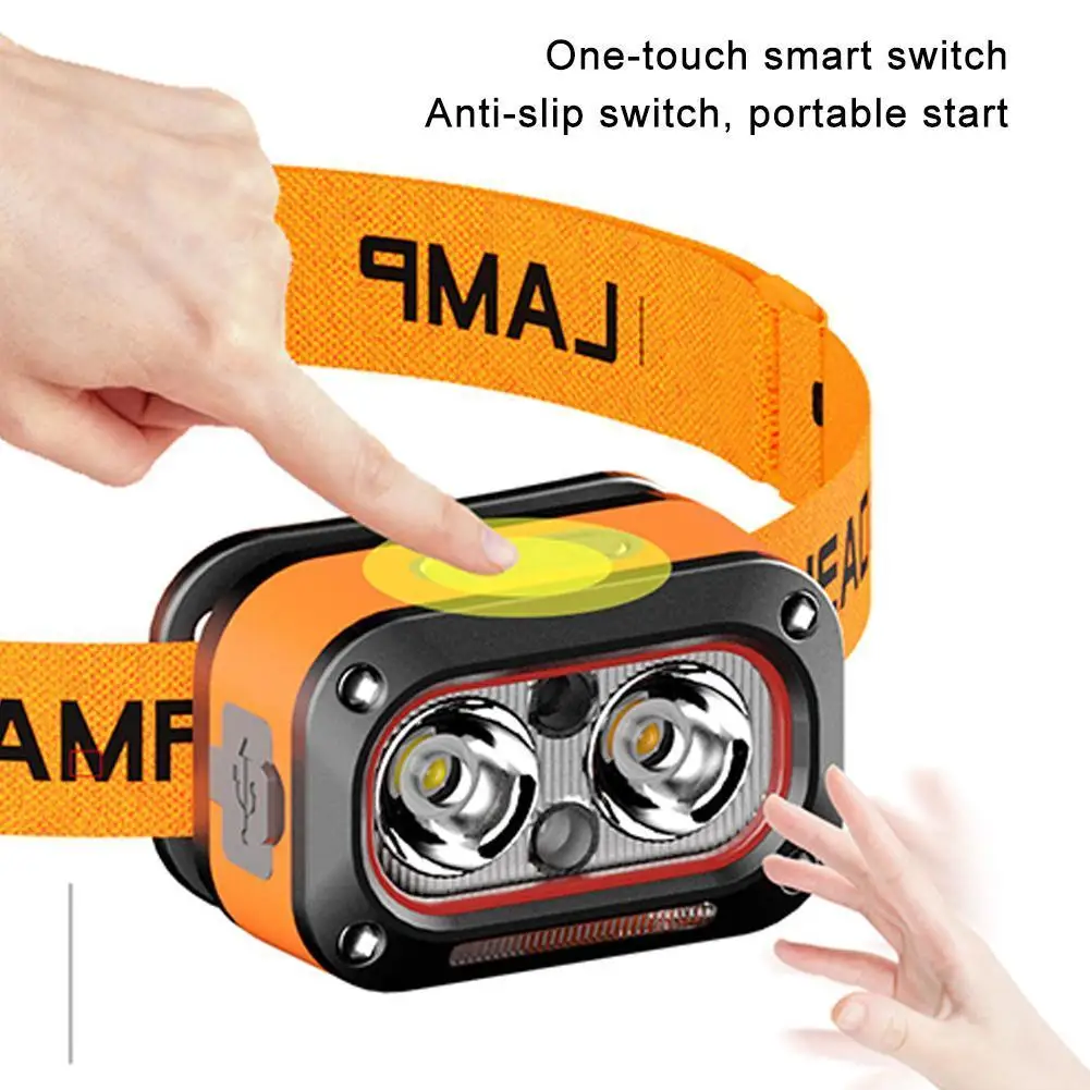 

Motion Sensor Headlamp Lightweight LED Rechargeable Head Lamp Fishing Camping Head Flashlight Waterproof Forehead Head Light