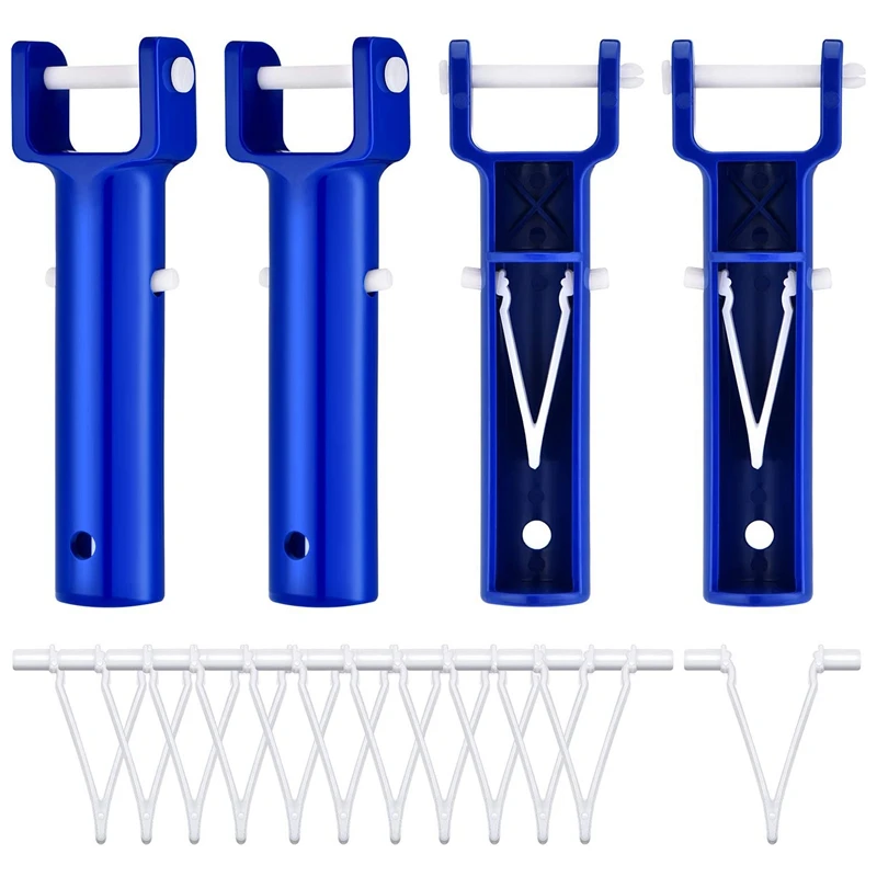 4Pcs Swimming Pool Vacuum Head Handles Pool Cleaning Tool Replacement Accessories With 12Pcs V-Shaped Clip