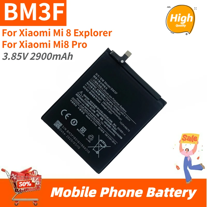 

Phone Battery BM3F 3.85V 2900mAh For Xiaomi Mi 8 Explorer For Xiaomi Mi8 Pro High Quality Brand New Replacement Battery