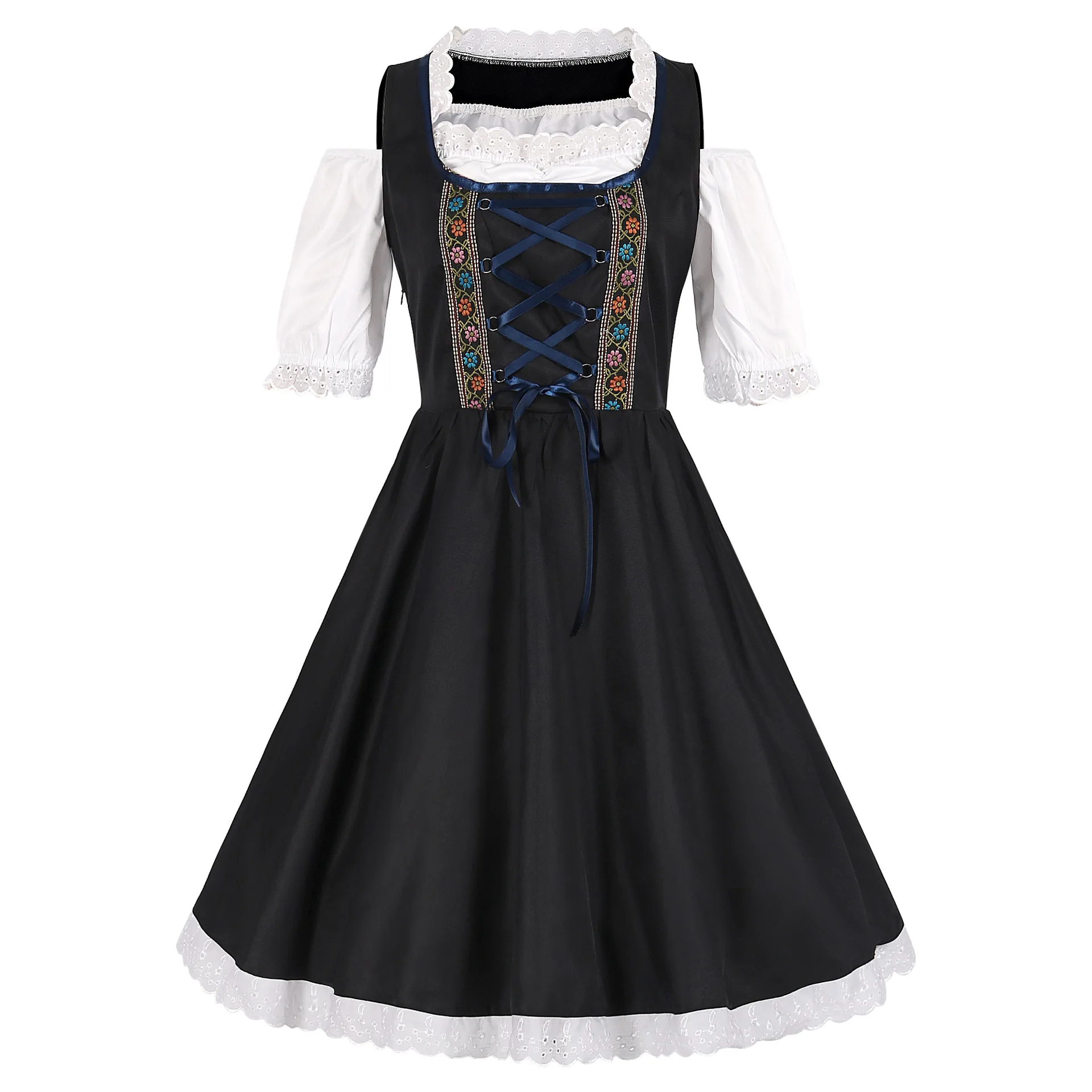 German Beer Girl Apron Outfit Maid Cosplay Halloween Party Dresses Bavaria Oktoberfest Costume Dirndl Dress Wench Maid Dress