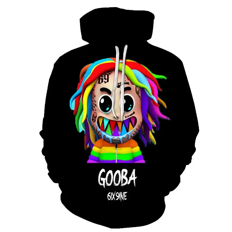 Fashion Gooba 6ix9ine Men's Hoodies 3d Print Autumn Winter Sweatshirt Men Hip-hop Clothes Rapper Casual Hoodie Oversized Hoody