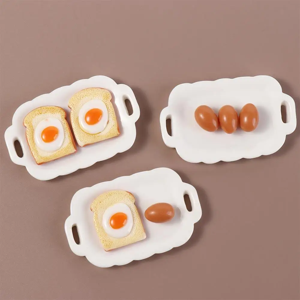 10pcs Resin Mini Simulation Food Kitchen Set Simulation Breakfast Flatback 1:12 Miniature Breakfast Decoration 1:12 Mini