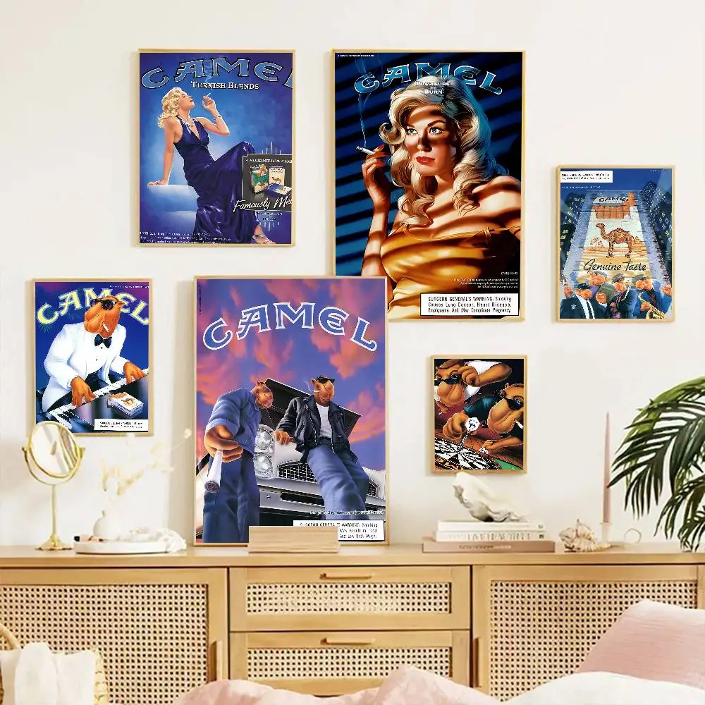 Brand C-Camel C-Cigarettes Anime Posters Sticky Whitepaper Sticker DIY Room Bar Cafe Kawaii Room Decor