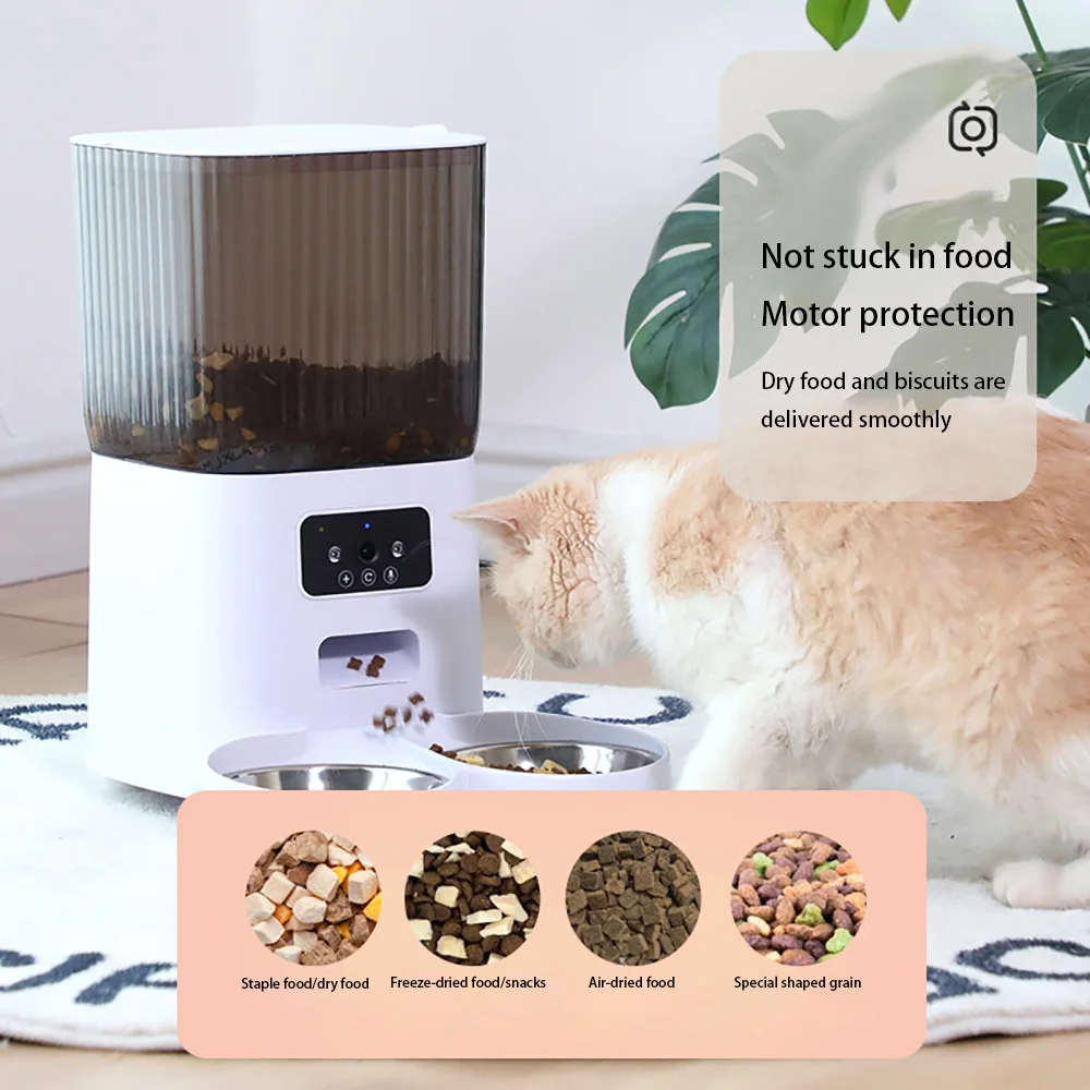 5L Automatic Cat Feeder, Smart Dog Food Dispenser, Single Bowl, Double Bowl And Button WIFI Video Model Are Available.