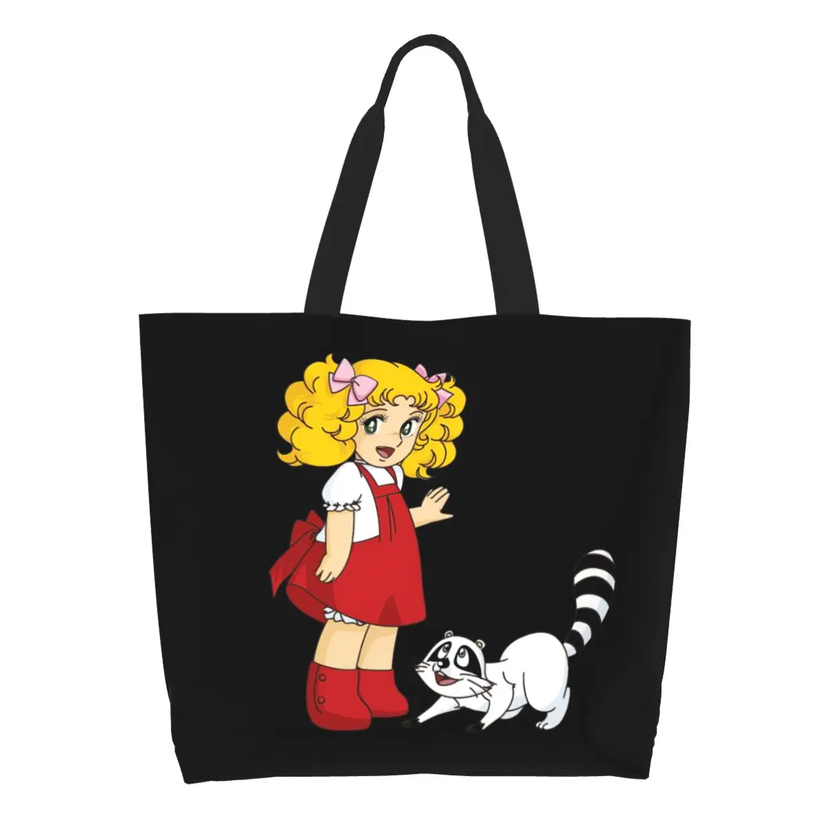 Custom Candy Candy Shopping Canvas Bag Women Recycling Large Capacity Grocery Cartoon Anime Manga Tote Shopper Bags