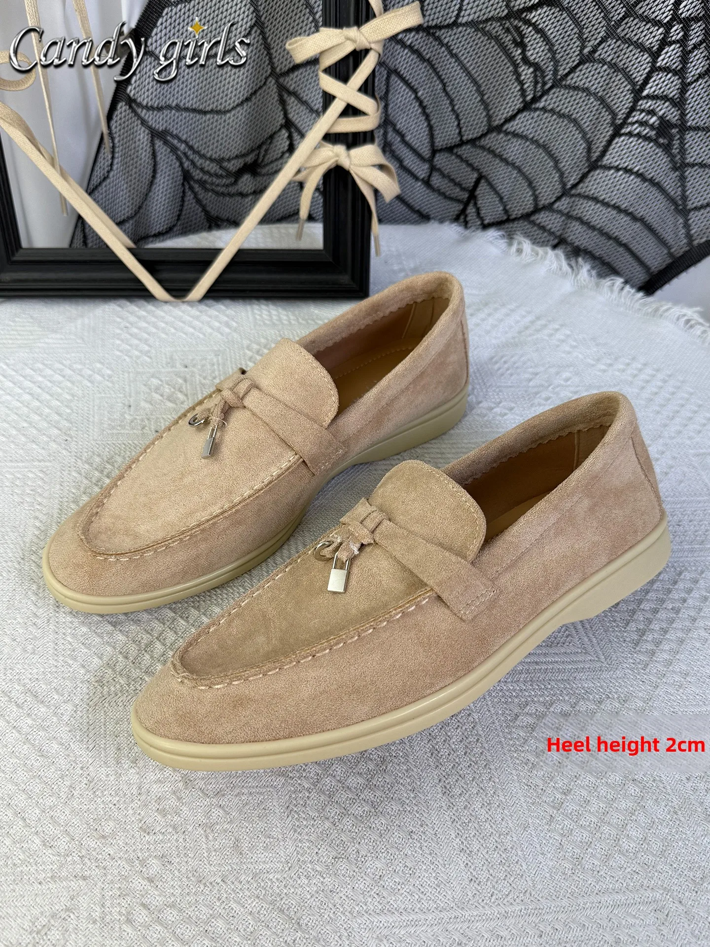 

Женские свободные туфли без шнуровки Soft Bot Lo Bule Faion Single oes Повседневные туфли с круглым носком на плоском каблуке из овечьей кожи Bean Velvet oes