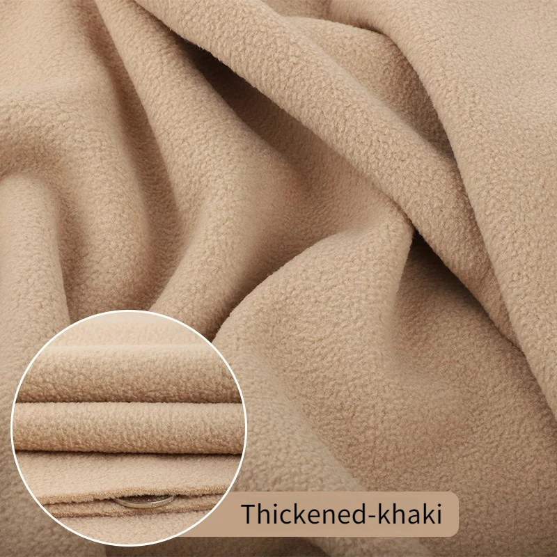 Thickend Polar Fleece Fabric By The Meter for Coat Vest Scarf Doll Pet Nest Sewing Cloth Fluffy Soft Elastic Warm Plain Camel