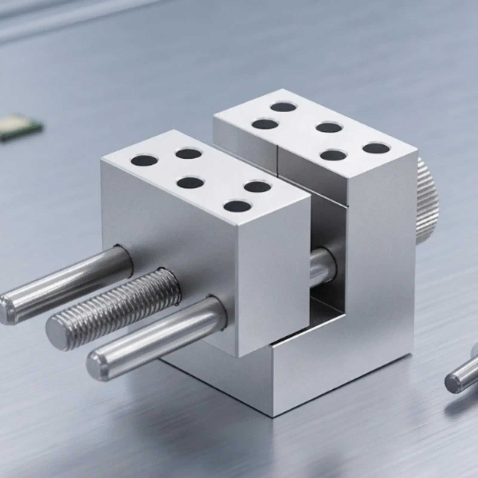 Compact Aluminum Alloy Precision Vise for Hobby Use with Split Body and Multiple Round Top Holes