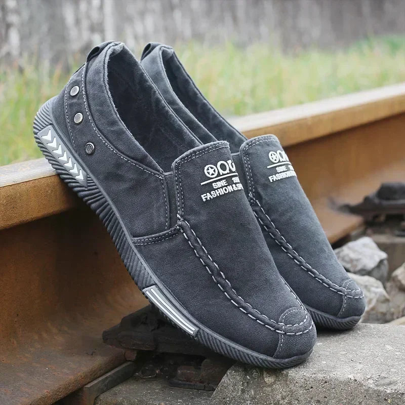 ?Men\'s Black Denim Canvas Slip-On Comfortable Low Top Lightweight Fashion shoes Dakaela Mens Slip on Sneakers Canvas Casual Loafers Shoes  main image 2
