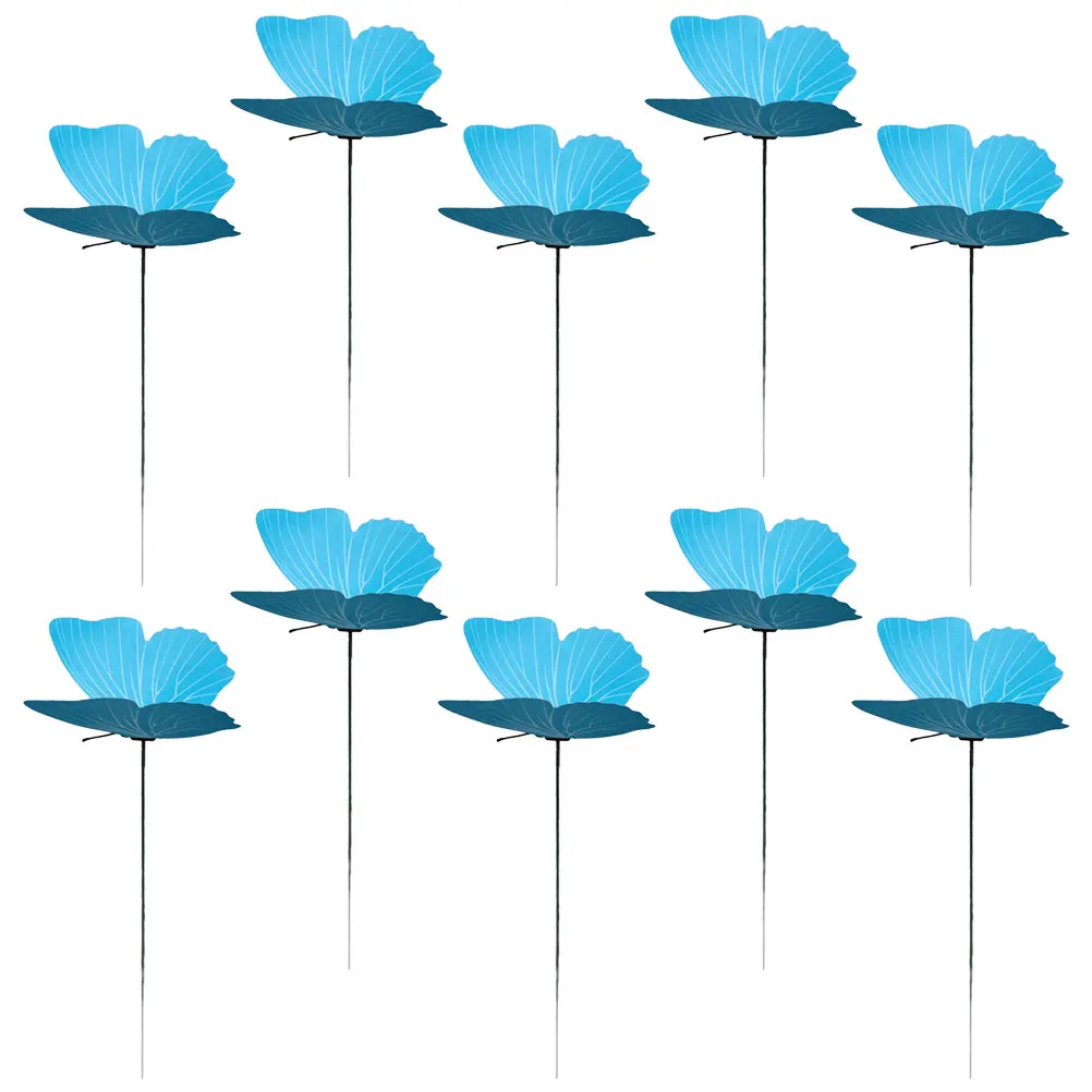 

10 Pcs Garden Stake Decorative PVC Lawn Butterflies Stake Decor Artificial Sculptures Statue Garden Stakes