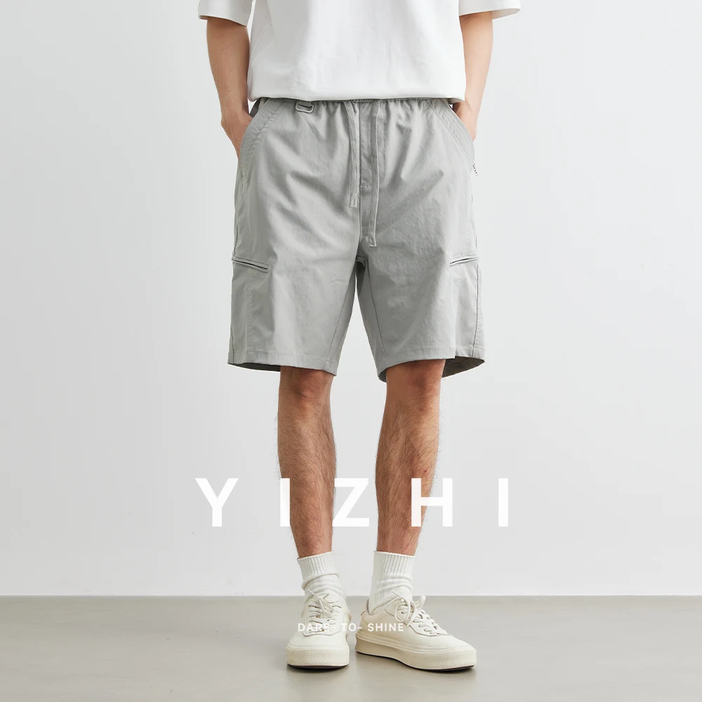 Fashion Men's Workwear Functional Shorts 2025 Summer New Outdoor Sports Fitness Running Shorts Loose Elastic Waist Thin Shorts