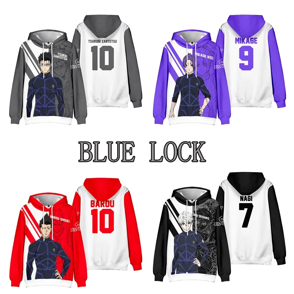 

New Printing Comic BLUE LOCK Hoodies Men Sweatshirts Women Unisex Tops Kids Hooded Casual Boys Girls Anime Children's Pullovers