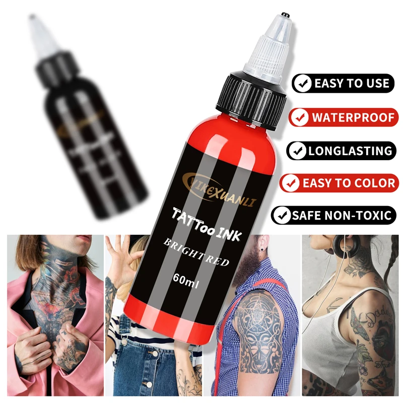 60ml red/black Tattoo Ink Pigment with box Body Art Tattoo Kits Professional Beauty Paints Makeup Tattoo Supplies Semi-permanent - Image 3