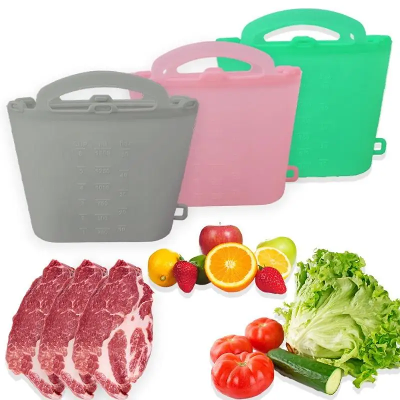 Gefrierbeutel 1000 1200 1500 ml, selbstdichtender, auslaufsicherer, wiederverwendbarer Frischhaltebeutel zum Kühlen von Picknick-Essen – Detail 5