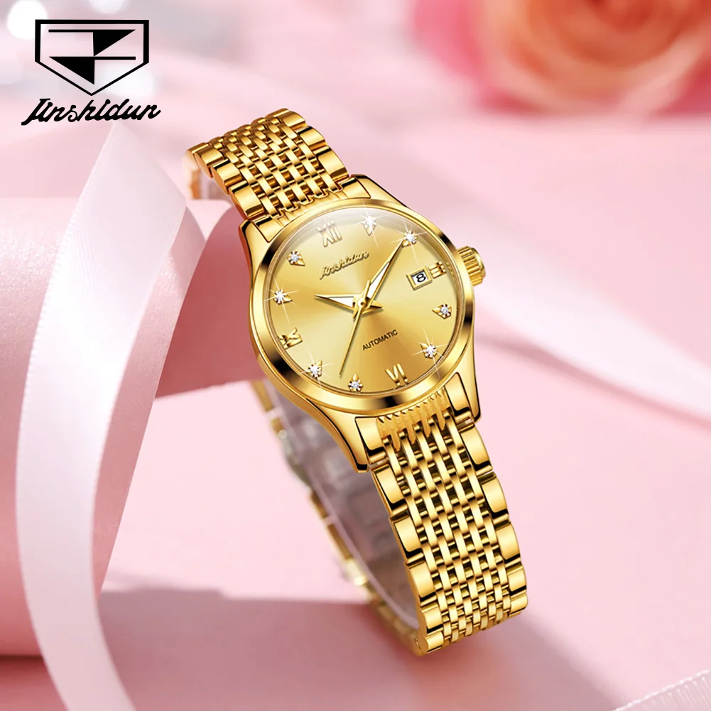 JSDUN Original Women\'s Automatic Mechanical Watch Waterproof Stainless Steel Lady Wrist Watch Elegant Fashion Watches for Women
