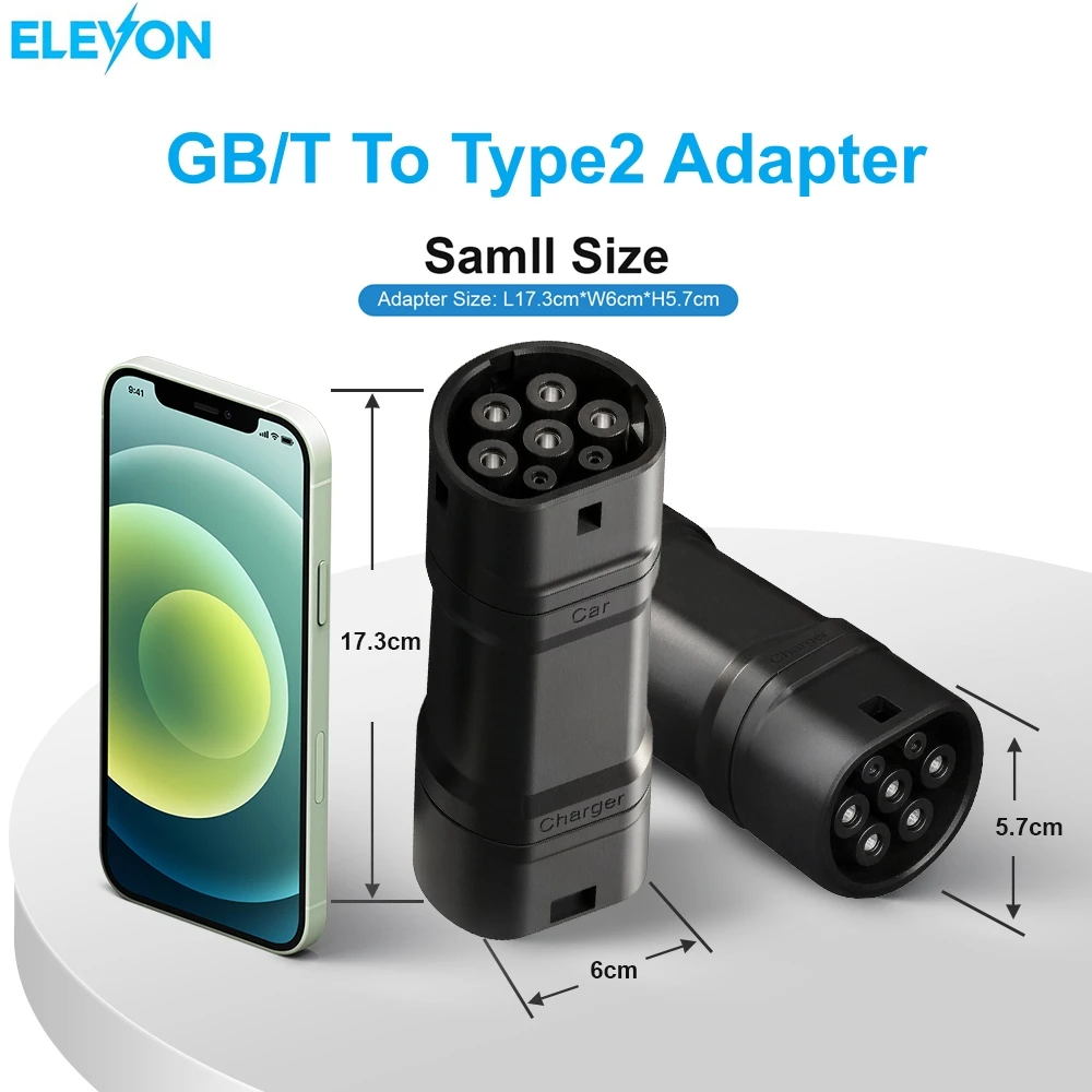 ELEVON EV Charger Adapter GB/T to Type 2 IEC62196-2 Converter 16A 32A EVSE Single/Three Phase Connector for Type2 Cars