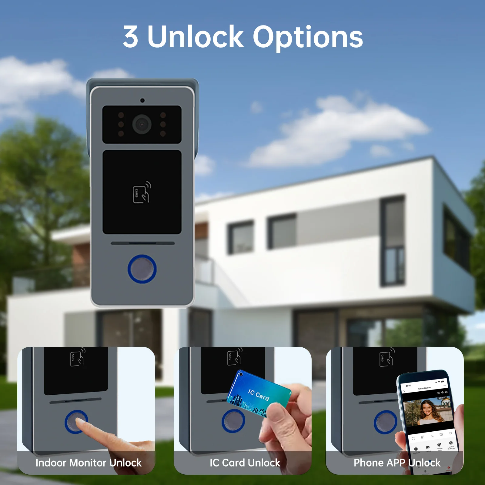 نظام اتصال داخلي عبر الفيديو 2-سلك 7 بوصة LCD 2 ميجابكسل كاميرا تسجيل الحركة RFID فتح للهواتف المنزلية الذكية Tuya #5