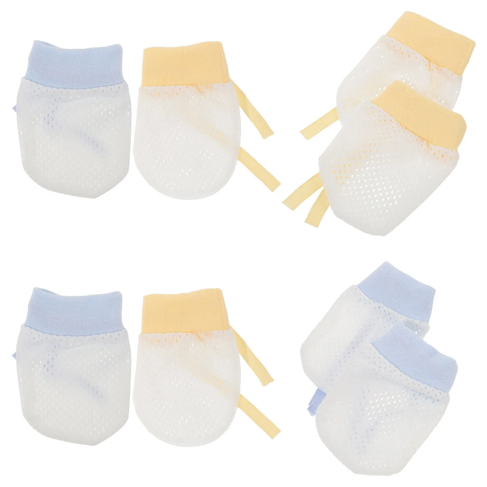 

4Pairs Breathable Baby Mesh Mittens Infant Gloves Adjustable Drawstring No Scratch Newborn Summer Thin Design Gloves Baby