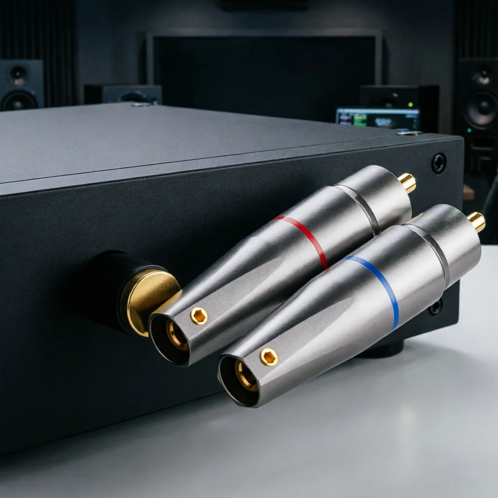 

Monosaudio R200G RCA Audio Connector Signal Terminal Pure Copper 99.998% Rhodium Gold Plated for Amplifier CD Player TV