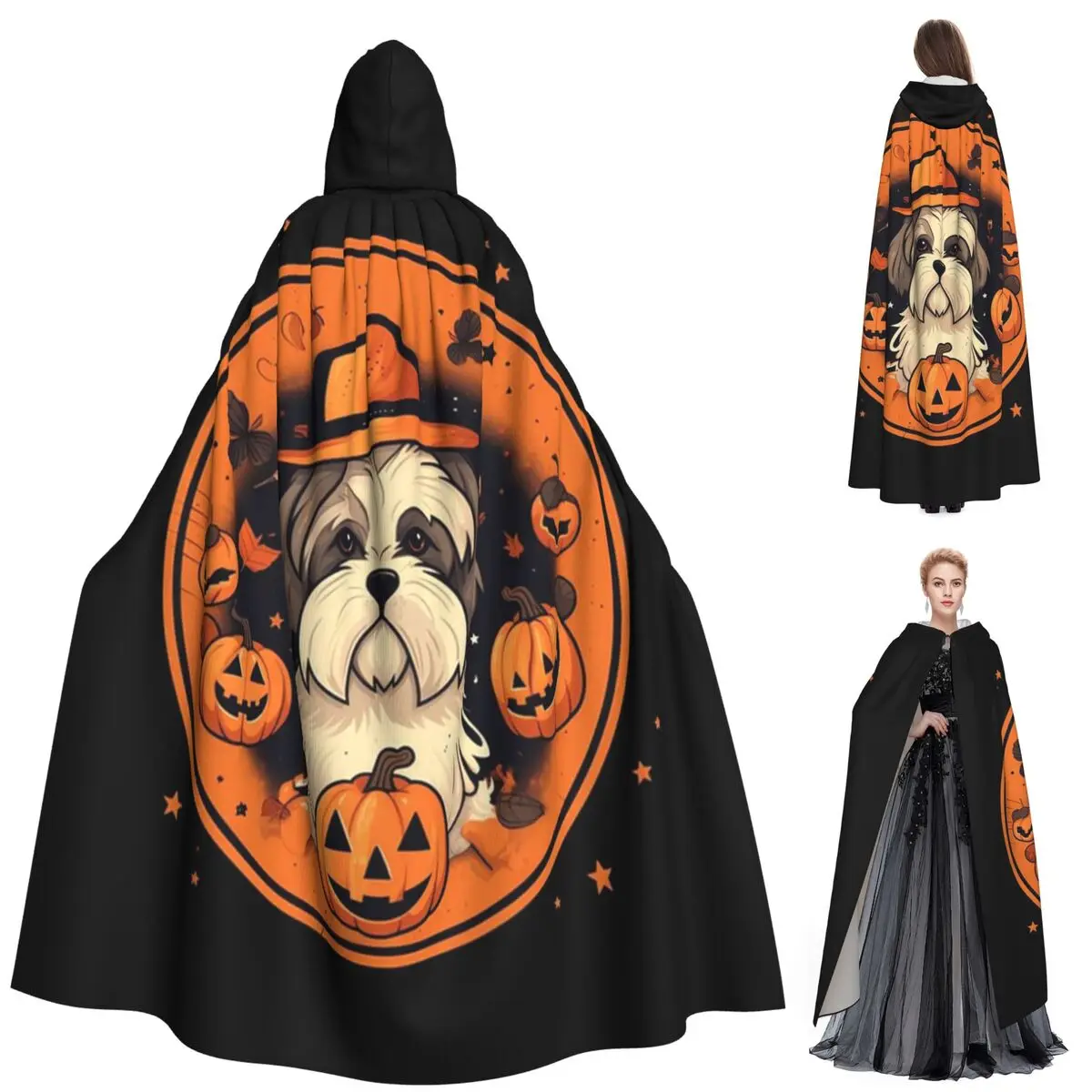 

Ши-тцу собака Хэллоуин, любовь собаки длинный плащ с капюшоном ведьма средневековый костюм косплей накидка Хэллоуин вампир взрослый унисекс