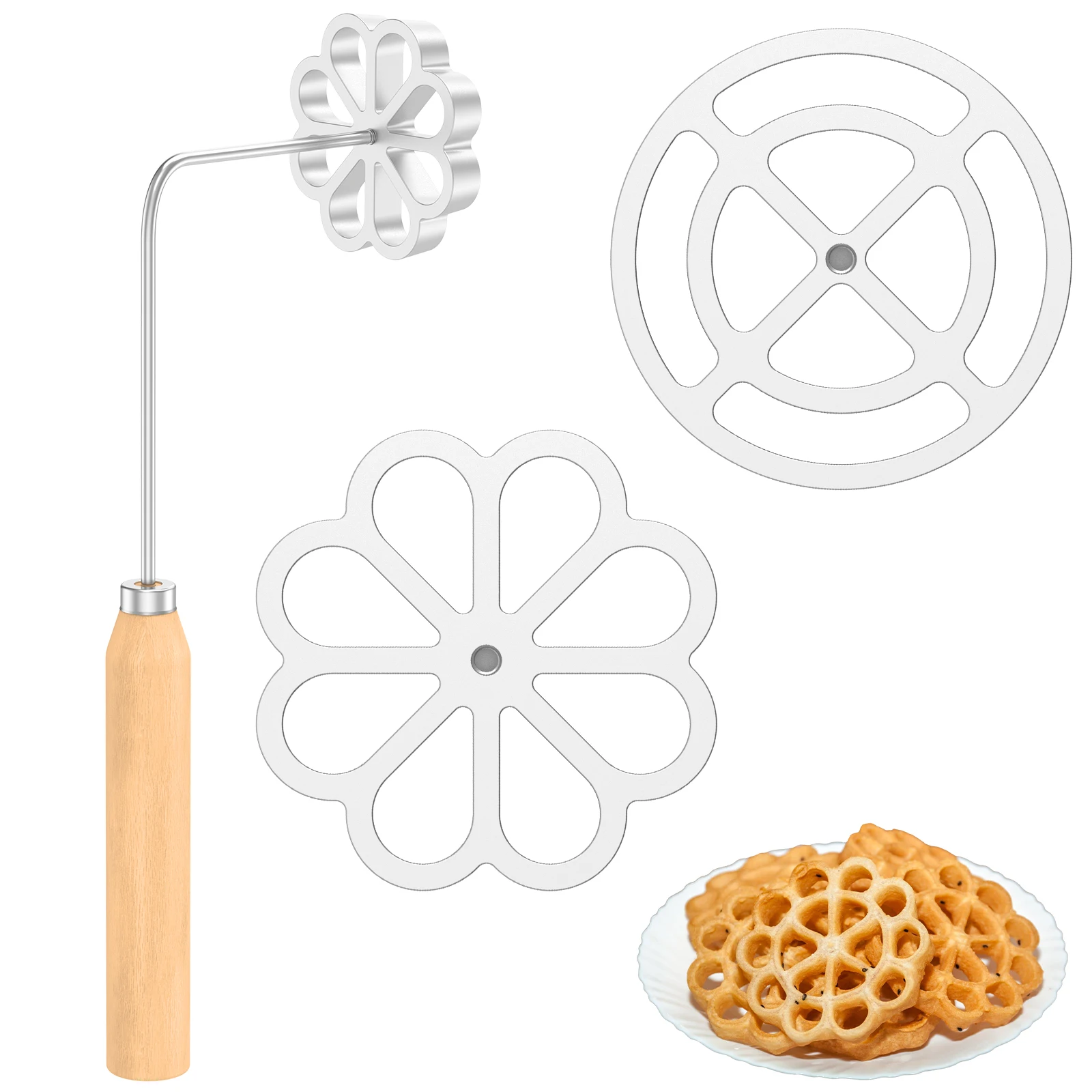 Rosettes Cookie Molds Bunuelos Mold Waffle Mould with Handle Party Cookie Cake DIY Making Mould Kitchen Accessory Baking Supplie