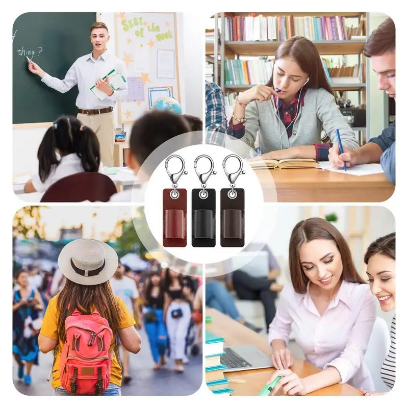 Portable Pen Holder Anti-Lost Portable Pencil Holder Leather Badge Pencil Holder Leather Pen Pouch Holder Pocket Protector For