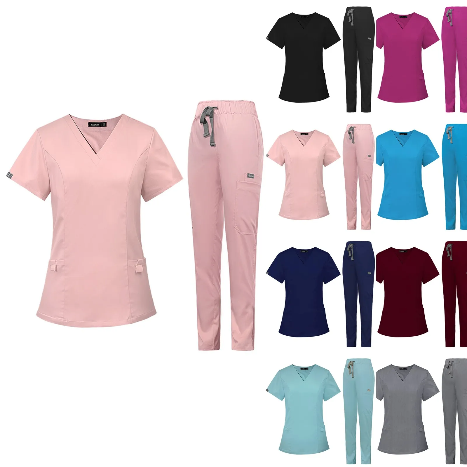 Operating Room Surgical Workwear Nurse Scrubs Sets Nursing Elastic Pants Spa Top Pants Works Scrubs Top+ Jogger Pants