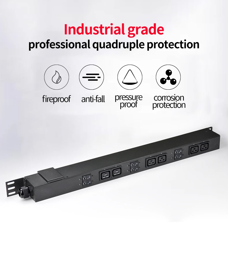 6 Iec Stopcontact C19 1 Iec C13 Rack Mount Power Strips 32a 24000W Crypto Mining Pdu C19 Driefasige Onderbreker Stroomverdeeleenheid